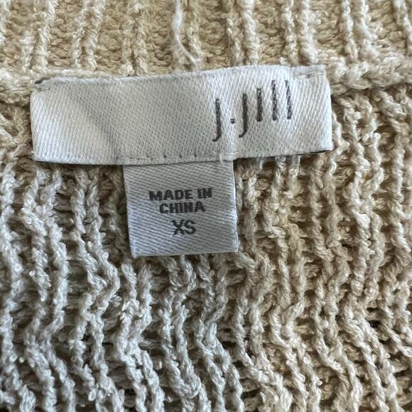 J Jill Oatmeal Long Sleeve Knit Crew Neck Sweater with Fringe Size XS - Picture 6 of 7